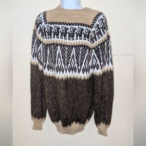 Hand Knitted Alpaca Sweater Brown and Tan